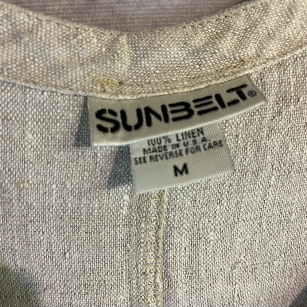 Sunbelt Beige Linen Shift Dress Summery Rustic Minimalist Medium Pockets - Picture 3 of 15